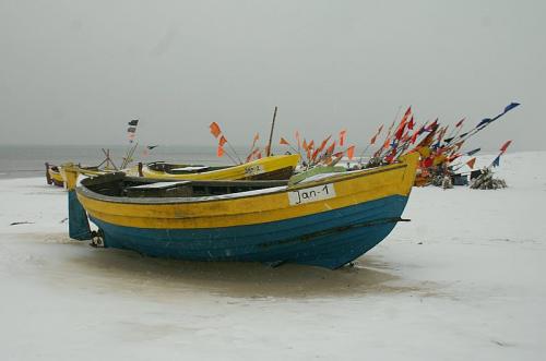 Port w Jantarze zimą